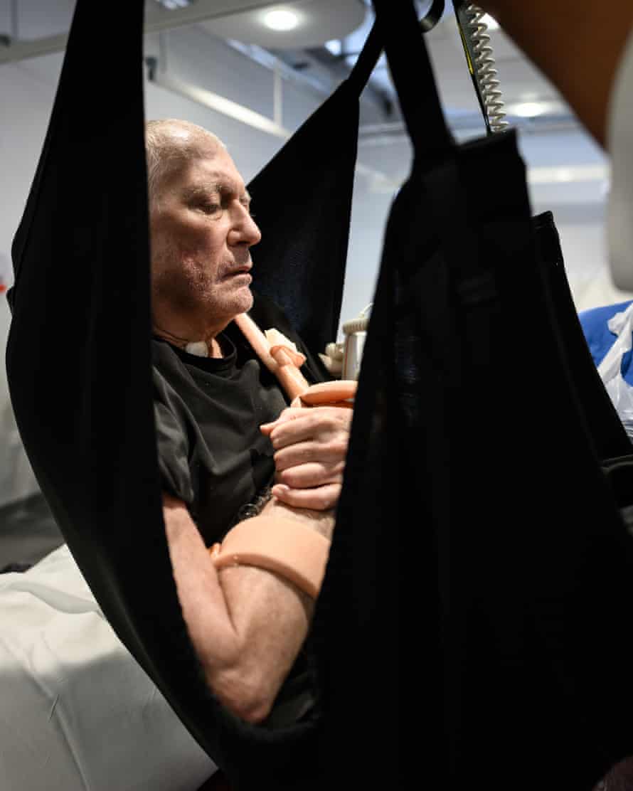 Geoff in a hoist