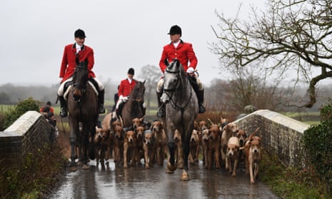 Participants in the Old Surrey and West Kent Boxing Day hunt in Chiddingstone, in 2019.
