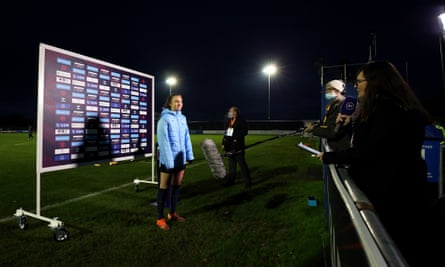 Caroline Weir is interviewed after her excellent display for Manchester City against Everton at Walton Hall Park on Sunday