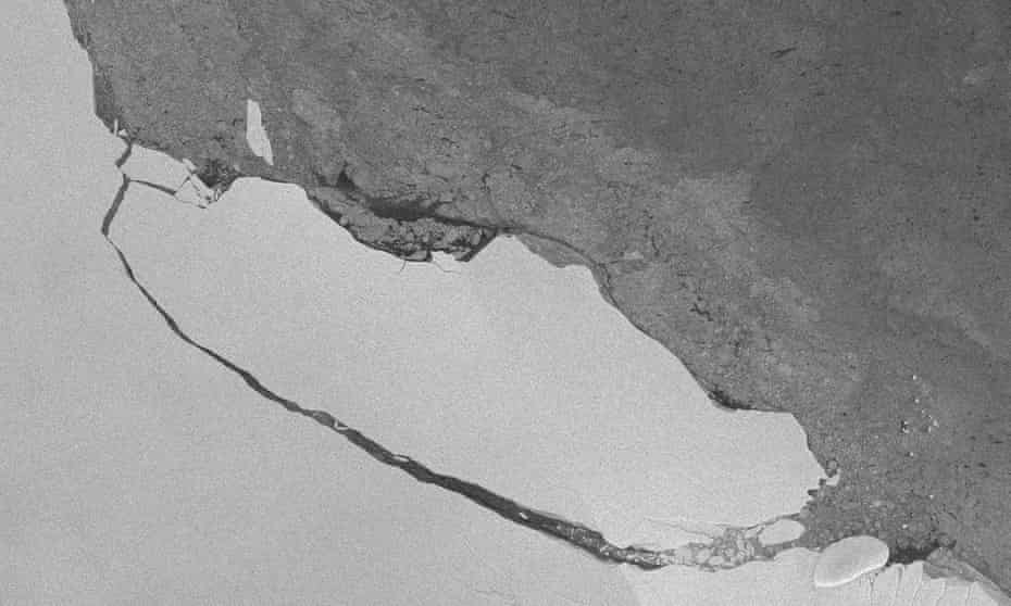 View of the A68 iceberg on the 30 July 2017, taken from a European Copernicus Sentinel-1 satellite image.