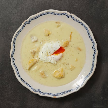 Tommy Heaney’s potato and leek soup with smoked haddock.
