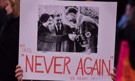 A placard at the demonstration at Downing Street in January