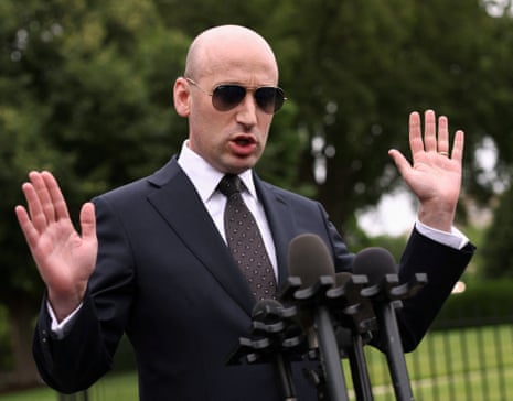 Stephen Miller, the White House deputy chief of staff, took three questions from reporters outside the White House briefing room on Thursday.