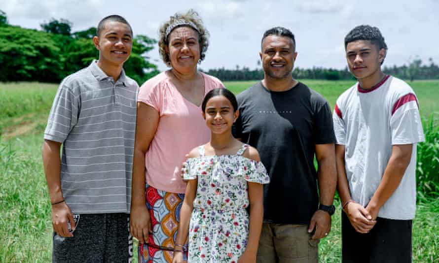 Moana Paea and her husband, Hola, who own the the Ha’atafu beach resort, and their children.