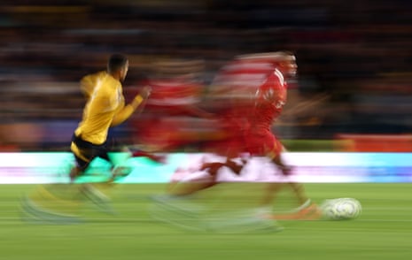 Ryan Gravenberch of Liverpool runs with the ball during his side’s 2-1 victory over Wolves at Molineux