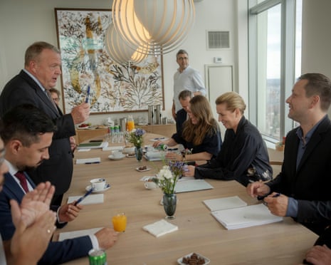 Danish prime minister Mette Frederiksen, Danish foreign minister Lars Løkke Rasmussen, Greenland's leader Jens-Frederik Nielsen, and Greenland's foreign minister Múte B. Egede hold a final preparatory meeting at the Danish Consul General's residence in Manhattan, New York.