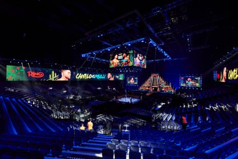 A general view of the arena in Riyadh ahead of Saturday night’s WBC super-middleweight title fight between Canelo Álvarez and Christian Mbilli.