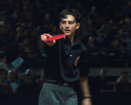 Timothee Chalamet playing ping-pong