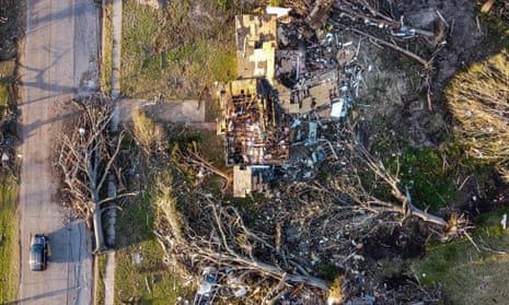 A destroyed neighbourhood in Rolling Fork, Mississippi