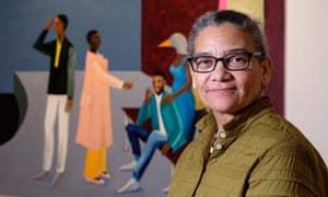 Bittersweet victory … Himid with Le Rodeur: The Exchange, 2016, at Ferens Gallery in Hull