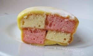 A slightly wobbly version of Mary Berry’s battenberg.