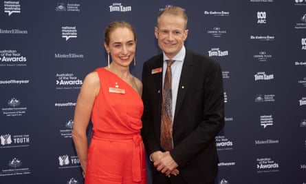 Australians of the Year, Georgina Long and Richard Scolyer at the awards ceremony in Canberra on 25 January 2024.