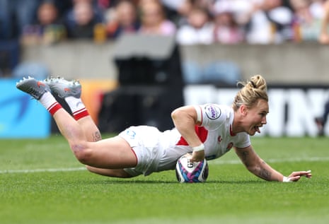England's Megan Jones scores their side's second try