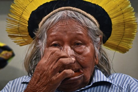 Indigenous leader Chief Raoni Metuktire at COP30 in Belem, Brazil.