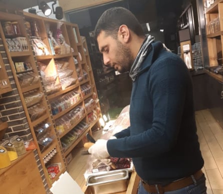 Palestinian game developer Rasheed Abueideh in his nut roastery in Nablus.