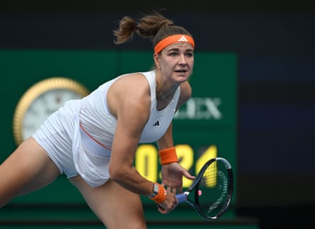 Karolina Muchova during her match against Coco Gauff in the semi-finals of the Miami Open