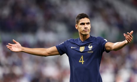 Raphael Varane looks unhappy.