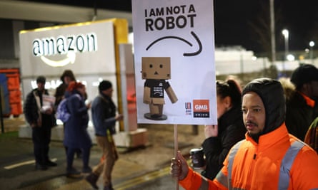 UK Amazon workers stage a strike in Coventry in January.