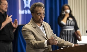 Chicago mayor Lori Lightfoot at a press conference last month.