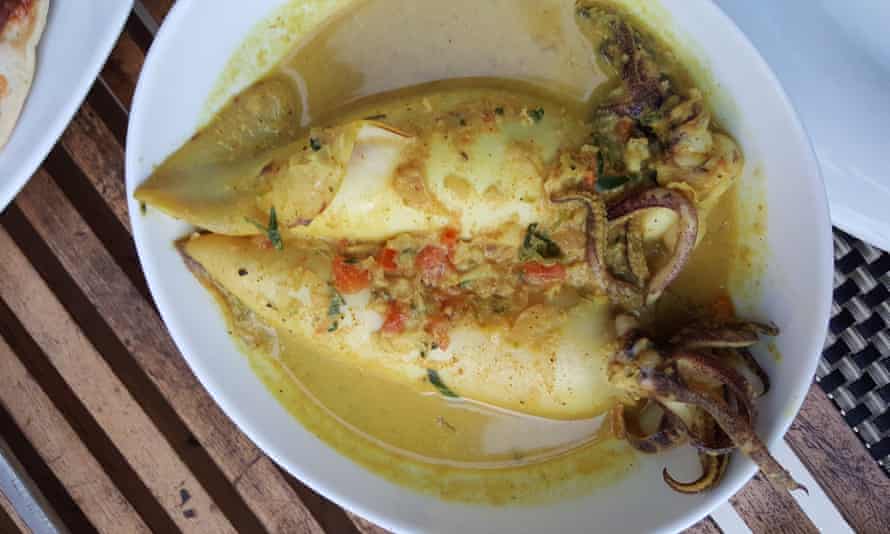 Sri Lankan squid stuffed with potato