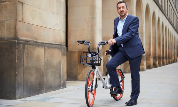 Chris Boardman, newly appointed as Greater Manchester’s first cycling and walking commissioner, in St Peter’s Square, Manchester.