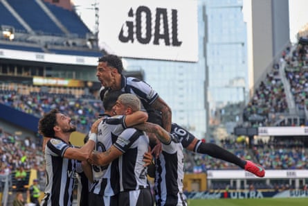 Botafogo celebrate after Jair Cunha scores the opening goal during the Club World Cup game against Seattle Sounders.
