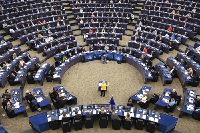 Ursula von der Leyen delivering her state of the union speech to the European parliament in Strasbourg