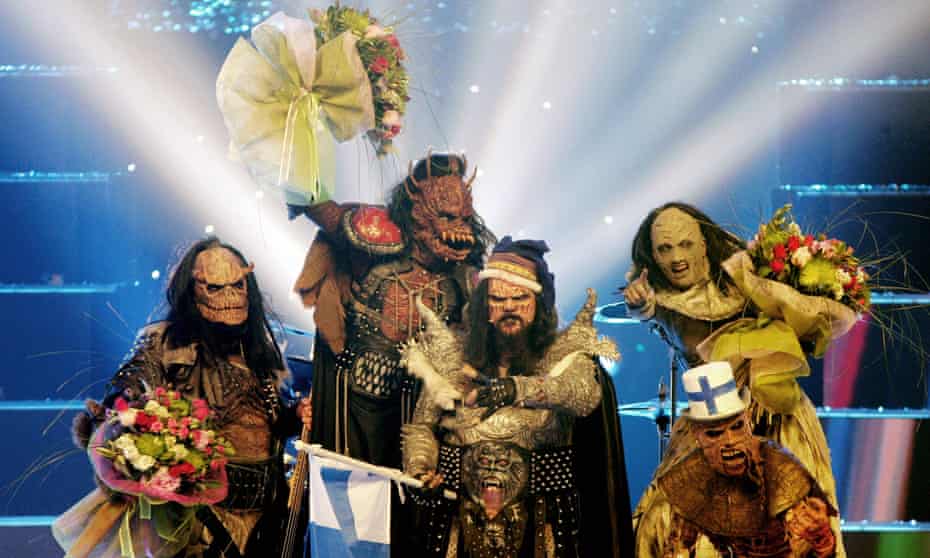 ‘It’s something that belongs to all of us in Europe…’ Finland’s Lordi celebrate after winning Eurovision in 2006.