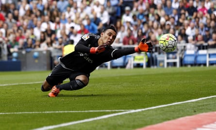 Real Madrid’s Keylor Navas in action against Levante.