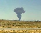 Smoke rises after US air force B-52 bomber crashes in flames in California - video