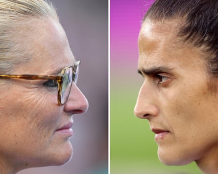 Sarina Wiegman, Head Coach of England, looks on prior to the Women's international friendly match between England and Jamaica at The King Power Stadium on June 29, 2025 in Leicester, England. (Photo by Clive Mason/Getty Images) ***RIGHT IMAGE*** ZURICH, SWITZERLAND - JULY 23: Montse Tome, Head Coach of Spain, looks on during the UEFA Women's EURO 2025 Semi-Final match between Germany and Spain at Stadion Letzigrund on July 23, 2025 in Zurich, Switzerland. (Photo by Charlotte Wilson/Getty Images)