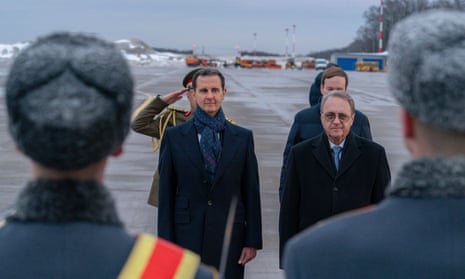 In this photo released by the Syrian official news agency SANA, visiting Syrian President Bashar Assad, left, and Russian Deputy Minister of Foreign Affairs Mikhail Bogdanov, right, in Moscow, Russia, Tuesday, 14 March 2023.