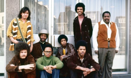 The 1971 lineup of the band War. (Foreground, from left, Lee Oskar, BB Dickerson, Charles Miller; rear, from left, Eric Burdon, Howard E. Scott, Lonnie Jordan, Harold Brown, and ‘Papa’ Dee Allen)