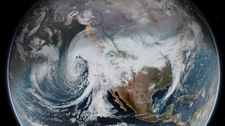 The bomb cyclone over the Pacific Ocean.