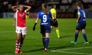 Arsenal’s Nikita Parris (left) reacts after a missed chance.