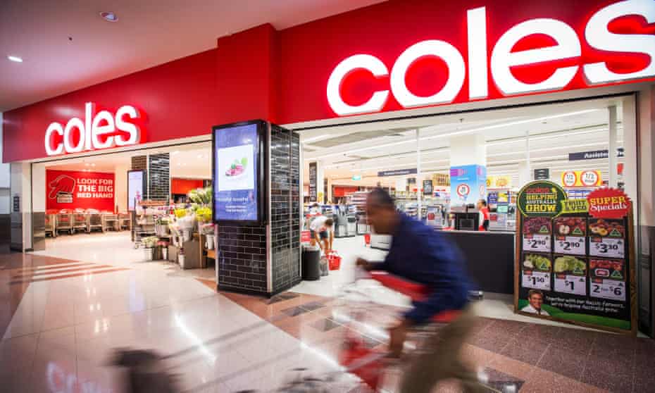 Shoppers in a Coles supermarket