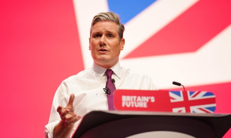 Keir Starmer speaking at the party conference