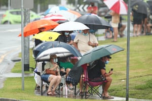 A queue for Covid testing on Queensland’s Gold Coast on Wednesday morning.