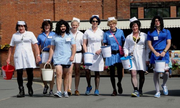 The men from Ludlow Brewing Company who dressed as nurses and raised £2,500 for the Hospital League of Friends.