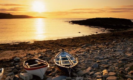 Boats on Norwick beach at sunrise, Unst, Shetland Islands, Scotland