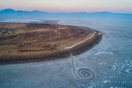 Great land art … Robert Smithson’s earthwork Spiral Jetty on Utah’s Great Salt Lake.