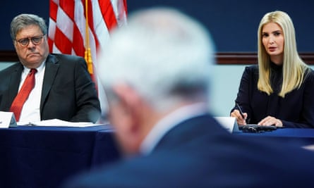 Barr with Ivanka Trump on Monday at a human trafficking meeting in Atlanta.