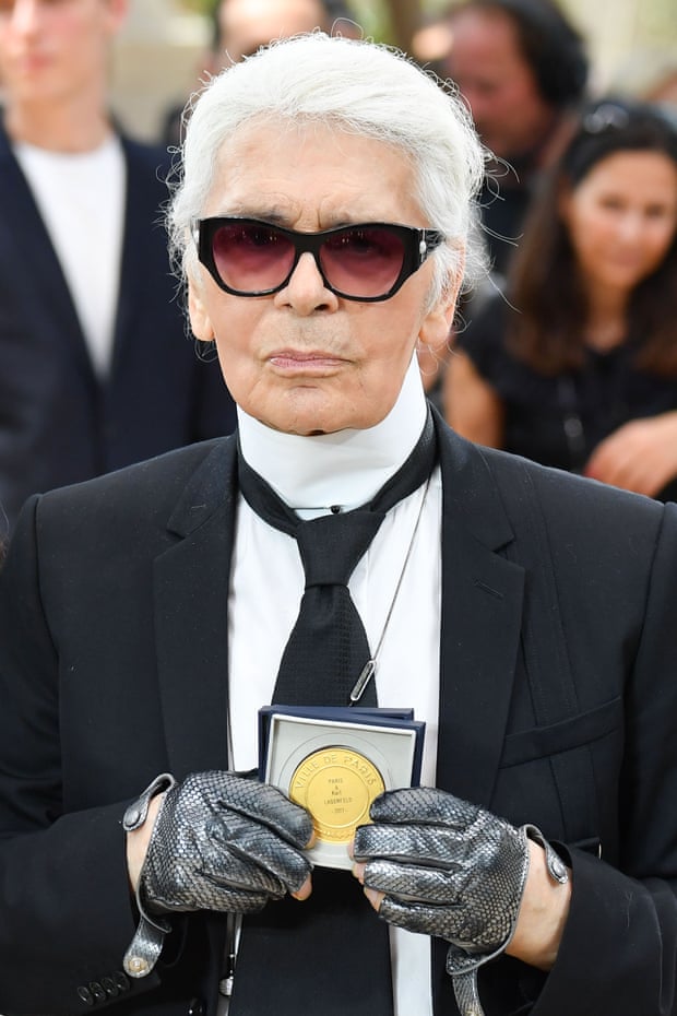 Lagerfeld is awarded the Grand Vermeil medal, Paris’s highest honour, in 2017.