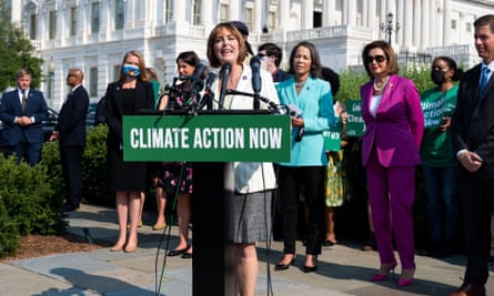 Representative Kathy Castor speaks at a press conference in July where members of the Congress called for climate action.