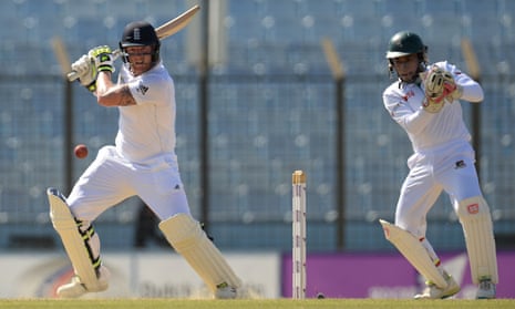 Ben Stokes enjoys a rare moment of freedom on his way to 85 in England’s second innings against Bangladesh.