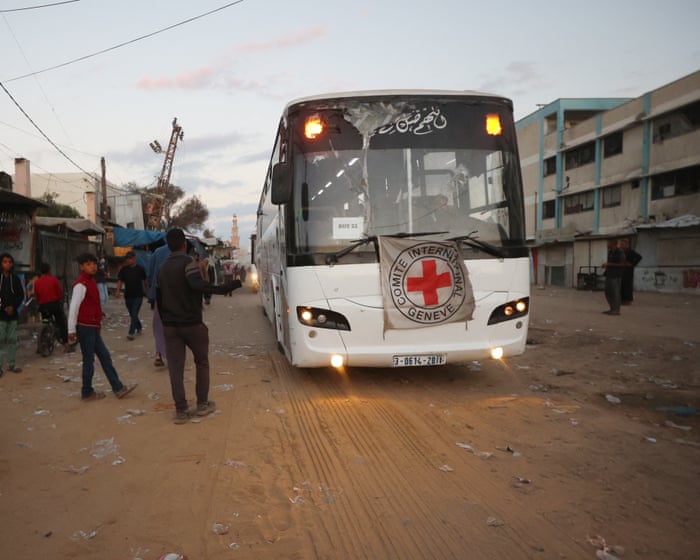 Israeli hostage release: first seven hostages handed to Red Cross in Gaza, according to reports – live updates