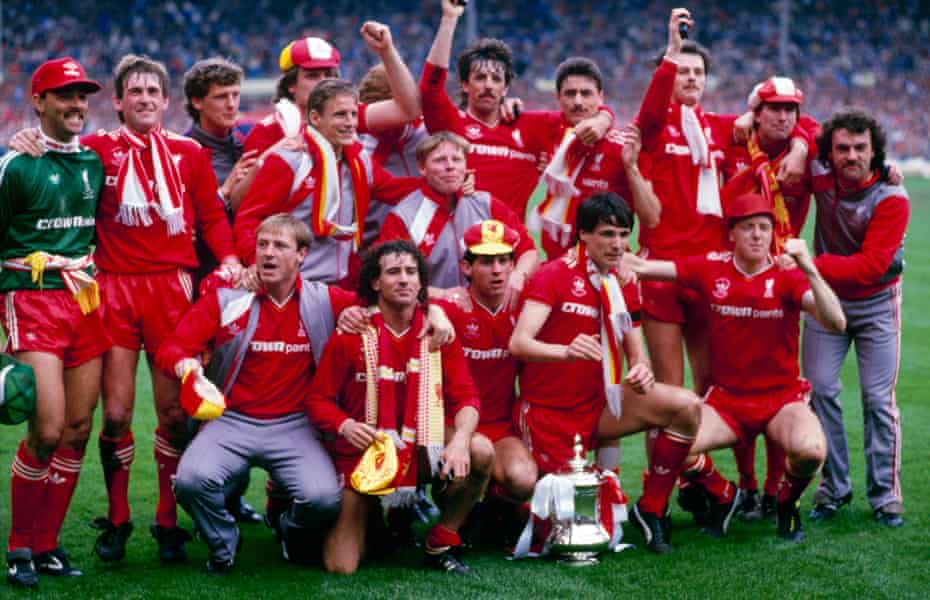 Liverpool players celebrate being their triumph.