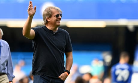 Todd Boehly waves to the home fans at Stamford Bridge after Chelsea’s 2-1 win against Watford on the final day of the Premier League season