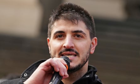 Fanos Panayides speaks at an anti-lockdown rally in Melbourne in May. The former contestant on the reality TV show Family Food Fight is one of four people charged with incitement over a planned anti-lockdown protest in Ballarat.
