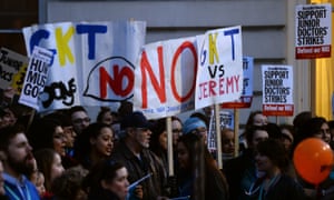 Junior doctors protest at proposed changed by health secretary Jeremy Hunt